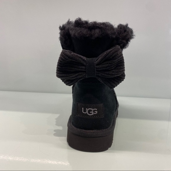 UGG | Mini Bailey Corduroy Bow Boots Black 6 NEW - Picture 4 of 11